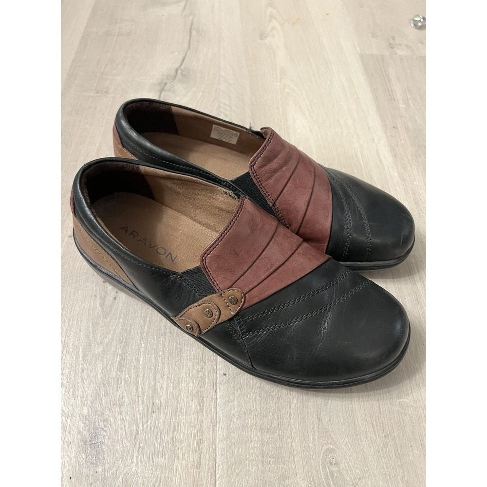 ARAVON DANIELLE-Women's Size 8.5M (US) Slip On Black Brown Comfort Shoes - Picture 2 of 7